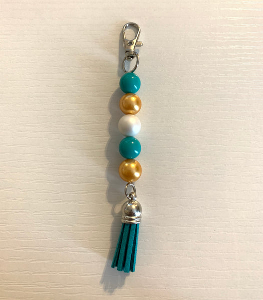 Teal, Gold and White Dangle